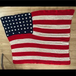 Handmade Knitted American Flag Throw Blanket 🇺🇸